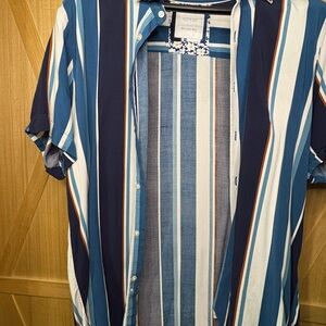 Cactus Navy and Light Blue Striped Casual Shirt